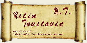 Milin Tovilović vizit kartica